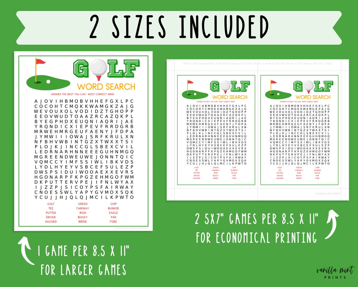 Golf Word Search Game Printable Golf Team Party Games - Etsy Australia