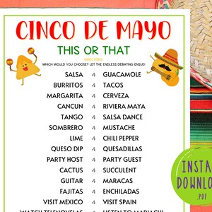 Cinco de Mayo This or That Game | Mexican Party Games | Fun Cinco de Mayo Games | Games for Kids & Adults | Fiesta | Would You Rather