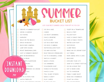 Summer Bucket List Game | Printable Summertime Games | Party Games | Summer Activities for Adults & Kids | Fun Summer Games | Beach Pool