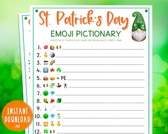 St. Patrick's Day Emoji Pictionary Game | Printable Game | Fun St. Patty's Day | St. Paddy's | St. Pats | Party Games | Kids & Adults