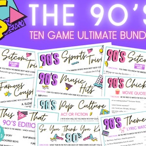 1990's Trivia | 90s Trivia BUNDLE of 10 Games | Trivia Games | Nineties ...