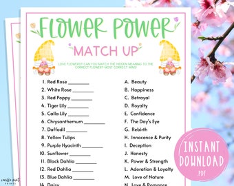 Spring Flower Power Trivia Match Up | Printable Springtime Games | Party Games | Spring Activities for Adults and Kids | Fun Spring Games