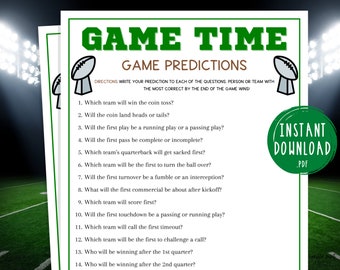 Football Game Predictions Game | Football Party Games | Printable Super Bowl Game for Adults & Kids | Sunday Football | Tailgate | Fantasy