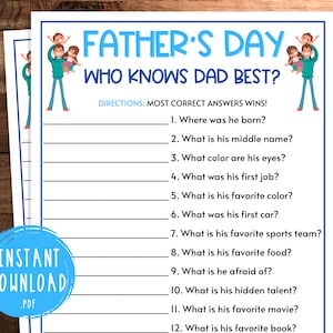 Father&#39;s Day Who Knows Dad Best Game | Father&#39;s Day Games | Games with Dad | Happy Father&#39;s Day Activities for Kids & Adults | Papa | Daddy
