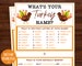 Thanksgiving Whats Your Turkey Name Game | Thanksgiving Party Games | Fun Thanksgiving Game | Friendsgiving Games | Turkey Day | Name Games 