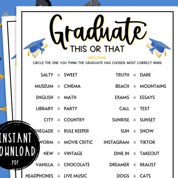 Graduation Games | This or That | Would They Rather | Fun Party Games | Class of 2024 | Grad Party | High School or College Graduate