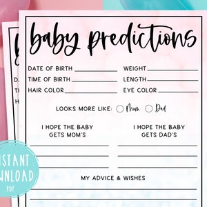 Baby Predictions & Advice Game | Gender Reveal Party Games | Baby Shower | Fun Games for Gender Reveal Party | Boy or Girl | Pink and Blue