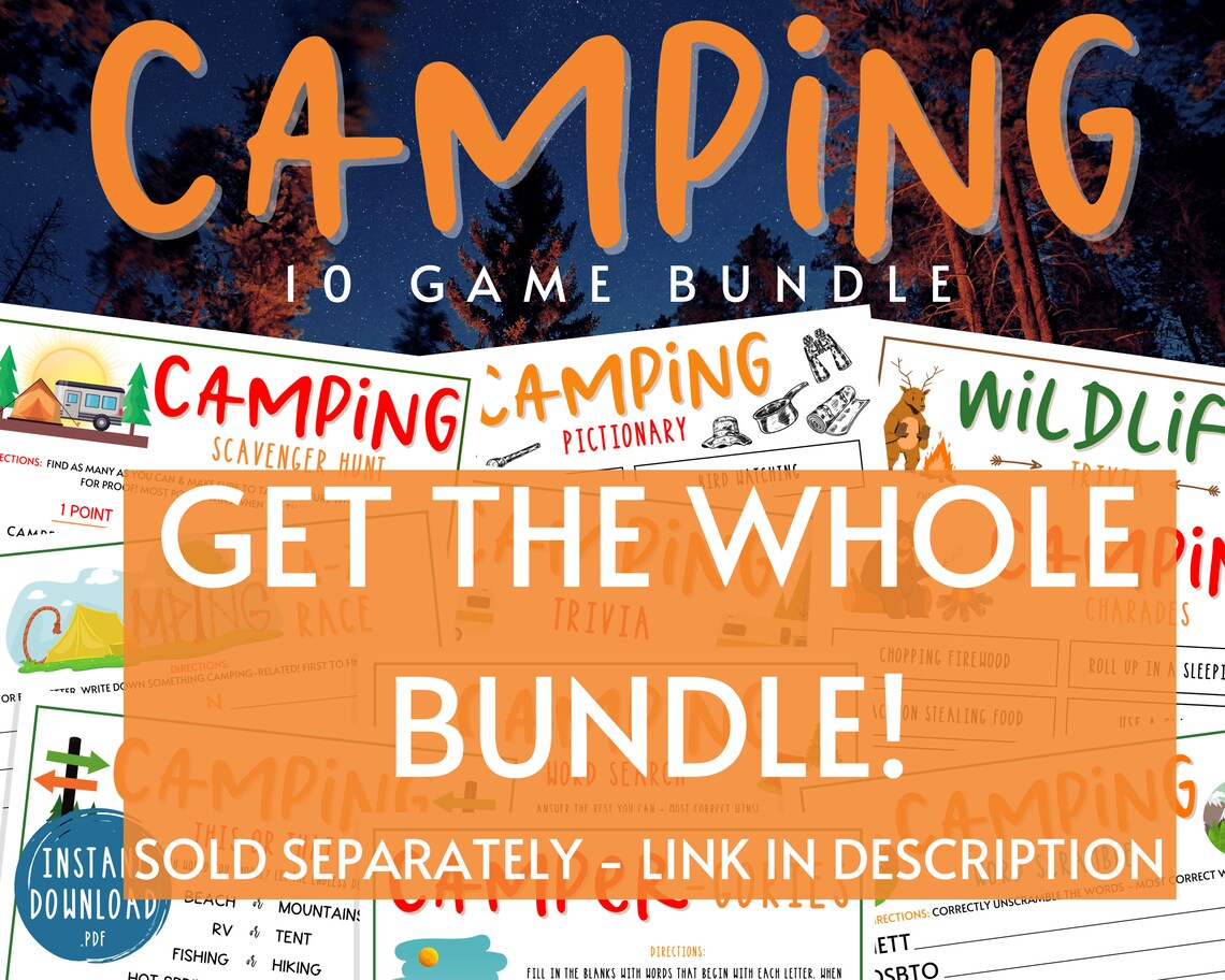 Camping Trivia Printable Campground Party Games Camping Etsy France