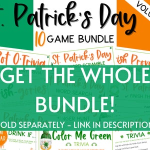 St. Patrick's Day Green Trivia Game Color Me Green Fun St. Pattys Day St. Paddys St. Pats Printable Party Games Kids & Adults image 4