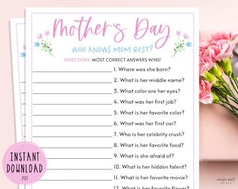 Mother's Day Who Knows Mom Best | Mothers Day Games | Mother's Day Activities for Kids & Adults | Who Knows Mom Best | Mom | Mama