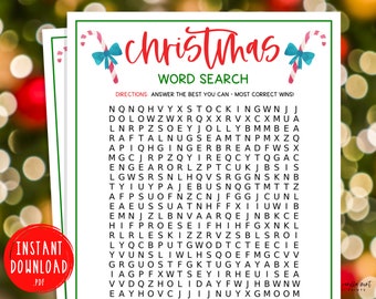 Christmas Word Search Game | Christmas Printable Games | Fun Christmas Day Game | Holiday Games | Christmas Party Games | Kids & Adults