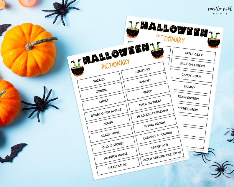 Halloween Pictionary Game 33 Halloween Pictionary - Etsy
