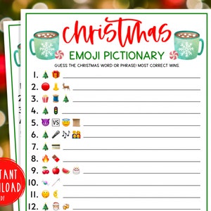 Gra Emoji Pictionary na Boże Narodzenie | Gry Emoji na Boże Narodzenie | Zabawna gra świąteczna | Gry świąteczne | Gry na imprezę świąteczną | Dzieci i dorośli