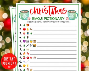 Christmas Emoji Pictionary Game | Xmas Emoji Games | Fun Christmastime Game | Holiday Games | Christmas Party Games | Kids & Adults