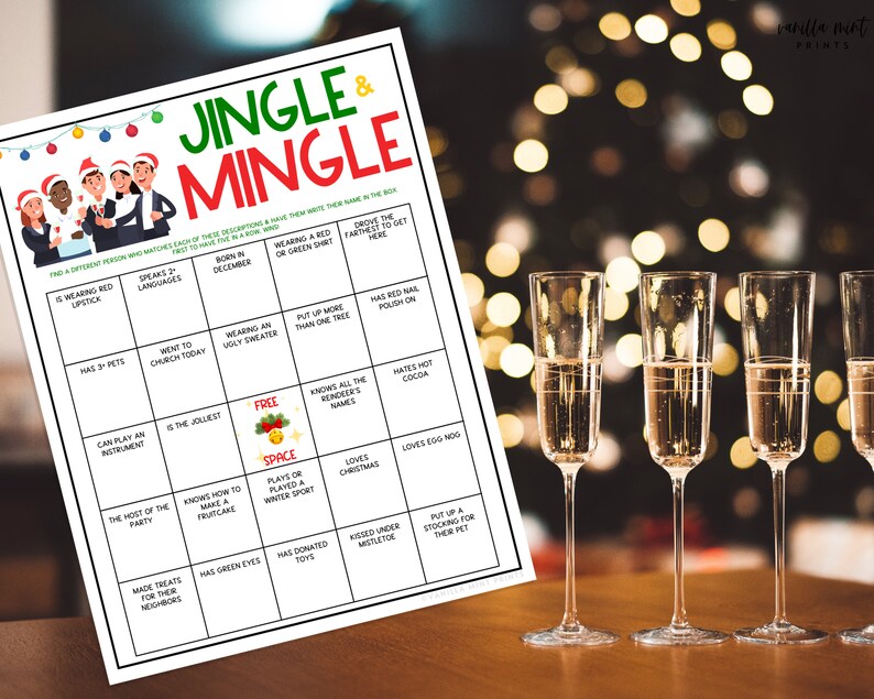 Holiday Office Party Jingle &amp; Mingle Game Find Someone Who - Etsy