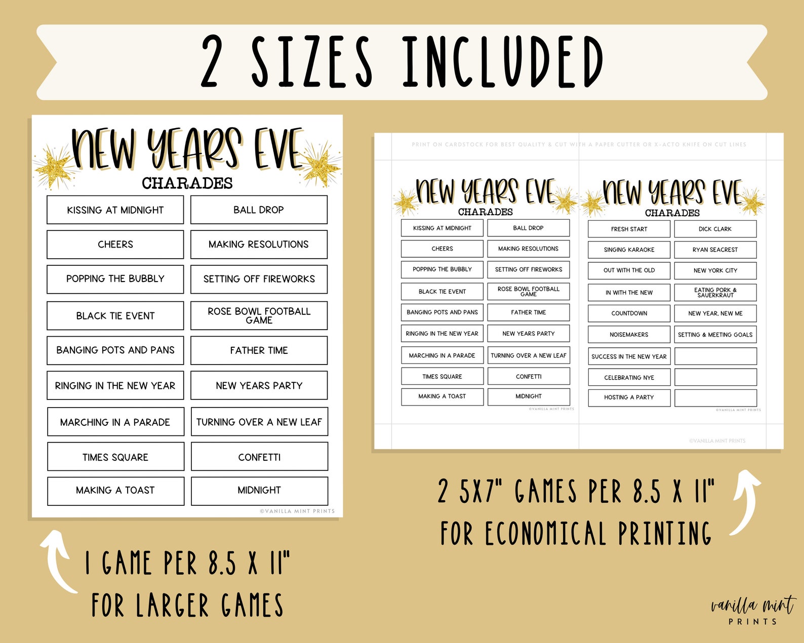 New Years Eve Charades Game Fun New Years Eve Party Games Etsy