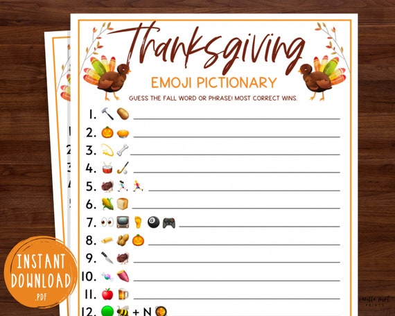 Thanksgiving Emoji Pictionary Game Thanksgiving Printable Etsy Il 570xN.3337628034 6wrw