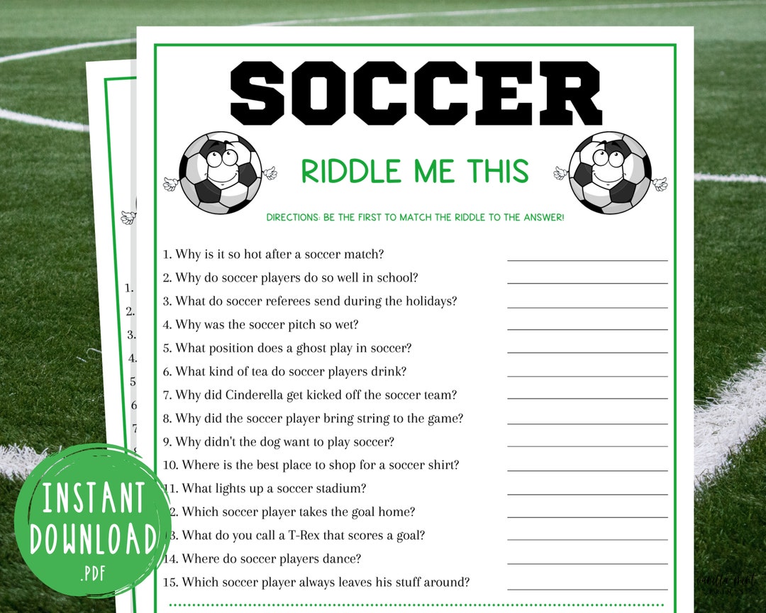 Soccer Riddle Me This Game Printable Soccer Team Party Game Futbol