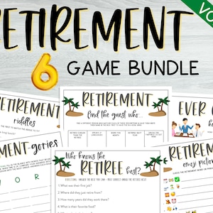 Ruhestand Party Spiele Band 2 | Ruhestand 6 Spielpaket | Lustige Rente Party Spiele | Wer kennt den Ruheständler | Trivia Games | Ruhestandsspiel
