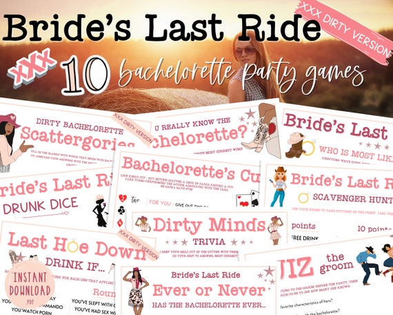 Bride's Last Ride Bachelorette Party Games DIRTY BUNDLE - Etsy