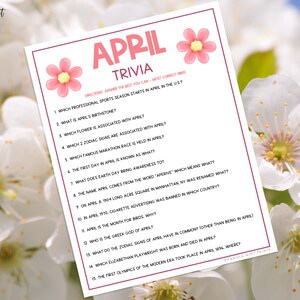 April Trivia Game | Printable Month Party Games | Springtime Activities ...