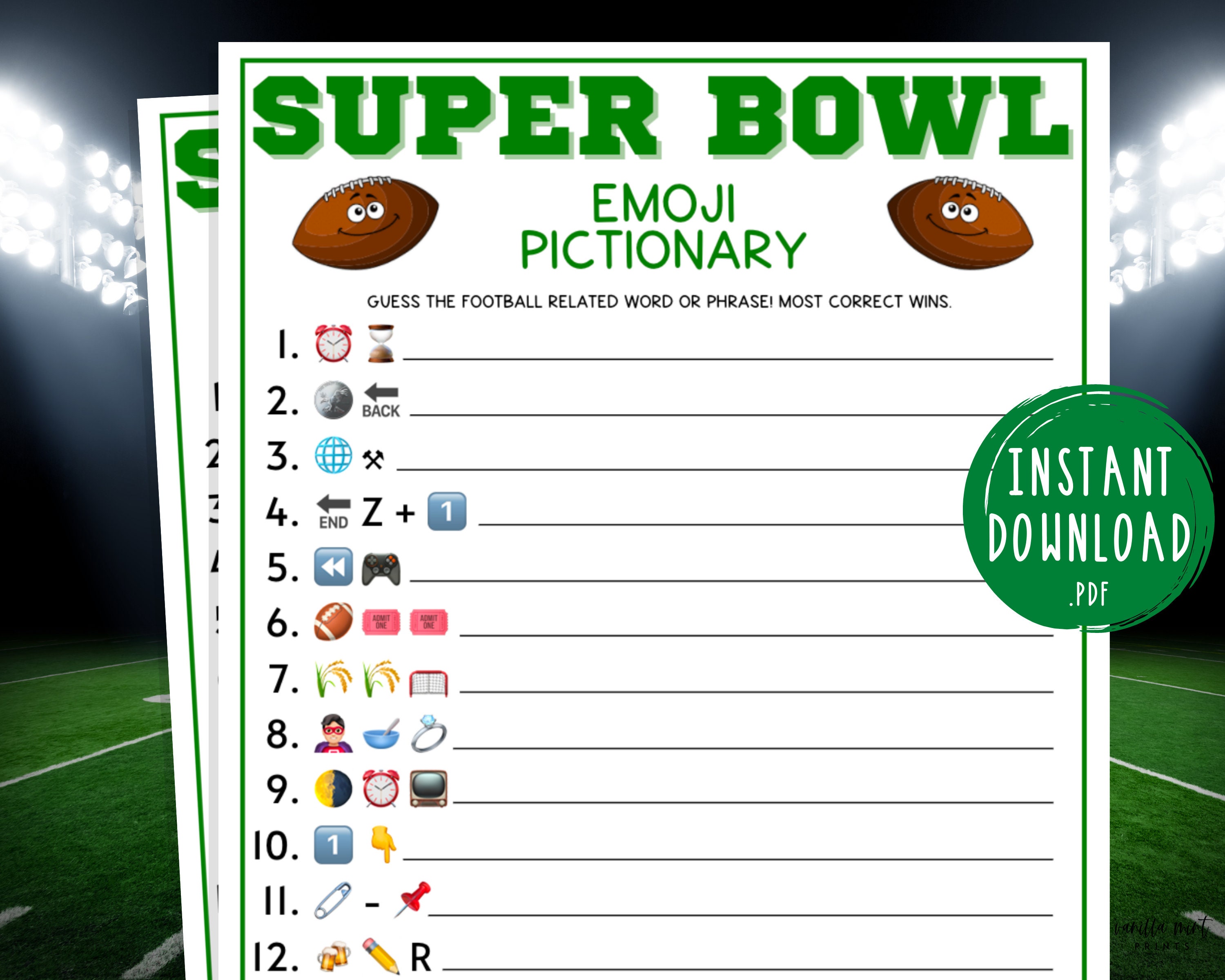 Sunday Football Printable Super Bowl LVI Game Activities for Adults
