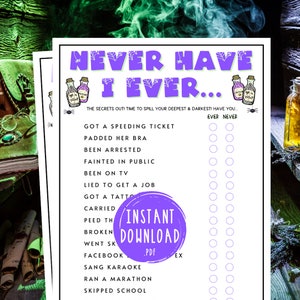 Witches Night Out Never Have I Ever Game | Ever or Never | Fun Halloween Party Game | Witches Game | Ladies Night Out | Girls Night Out