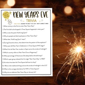 New Years Eve Trivia Game New Years Printable Games New Years Eve Party ...