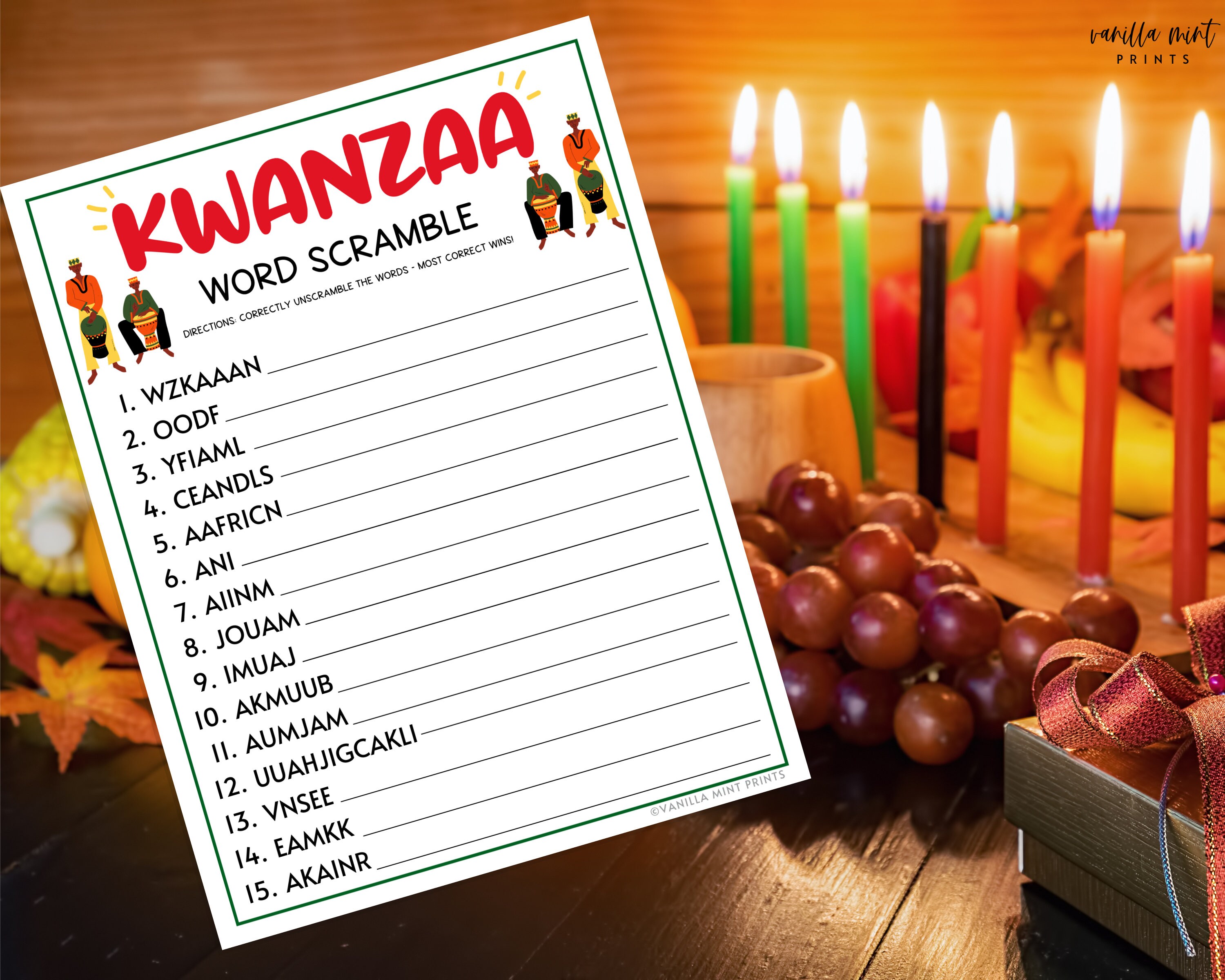 Kwanzaa Word Scramble | Printable Kwanzaa Party Games | Fun Activities ...