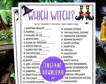 Witches Night Out Witch Matching Game | Which Witch | Fun Halloween Party Games | Witches Game | Ladies Night Out | Girls Night