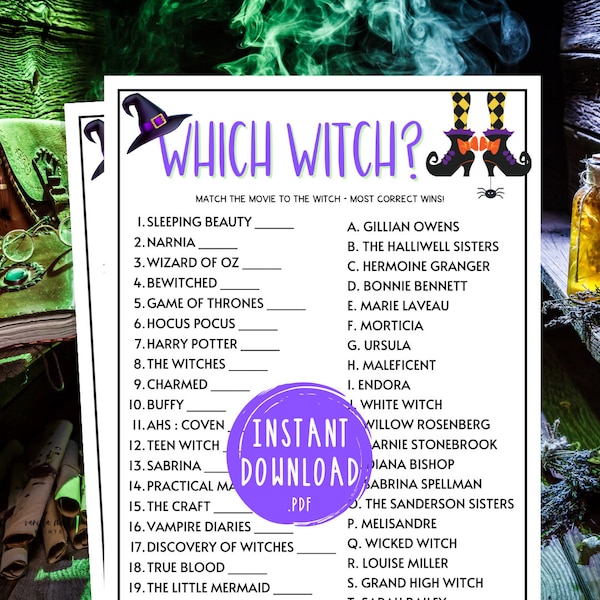 Witches Night Out Witch Matching Game | Which Witch | Fun Halloween Party Games | Witches Game | Ladies Night Out | Girls Night