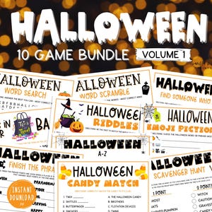 Halloween Party Games BUNDLE 10 Halloween Printable Games VOLUME 1  Halloween Trivia Halloween Games for Adults & Kids Halloween Activities