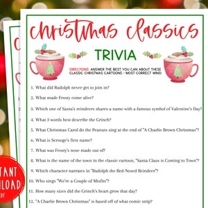 Christmas Classics Movies Trivia Game | Cartoon Trivia | Christmas Movie Games | Christmas Day | Fun Holiday Party Games | Kids & Adults