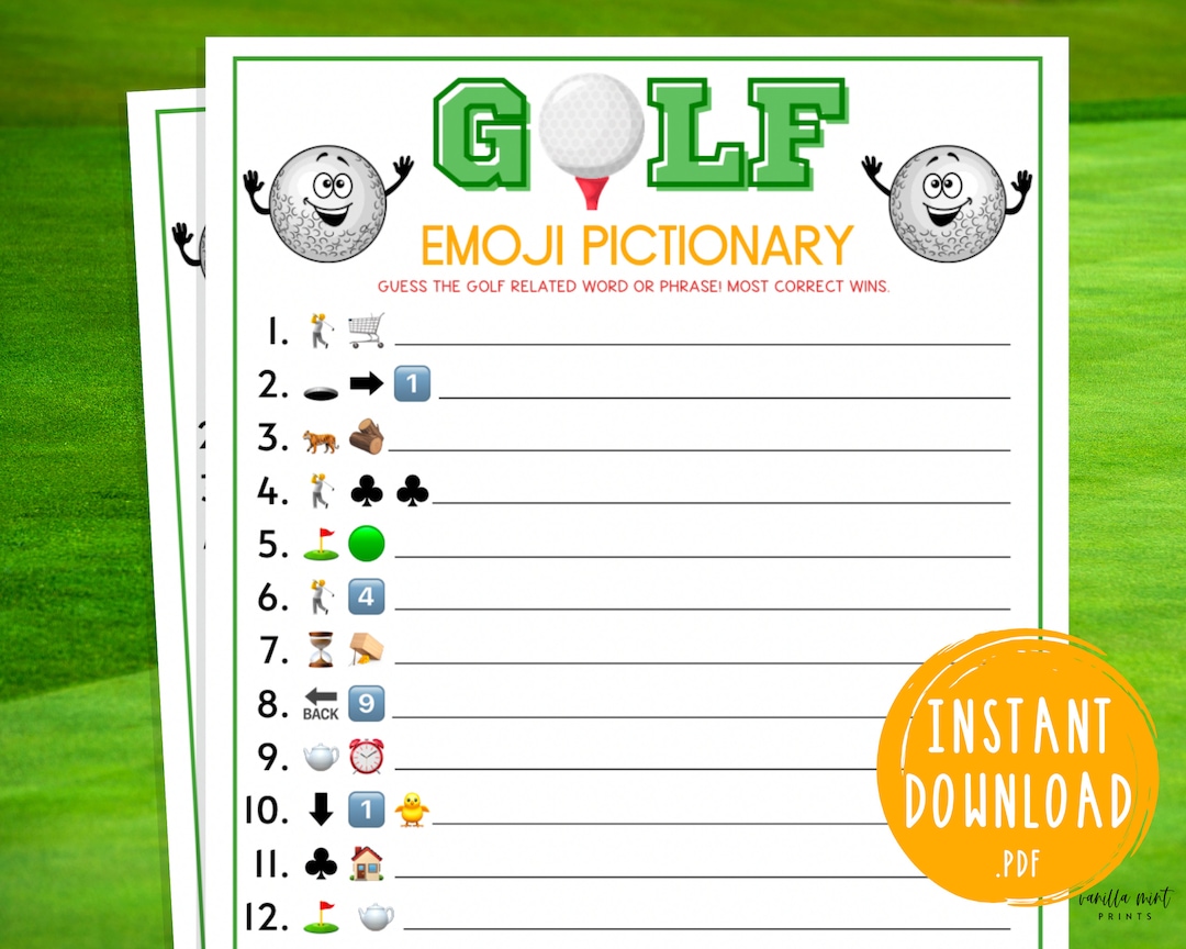Golf Emoji Pictionary Game Printable Golf Party Games Masters Golf