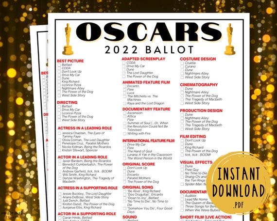 Oscar Ballot 2021: Printable Academy Awards Ballot For Your Oscar