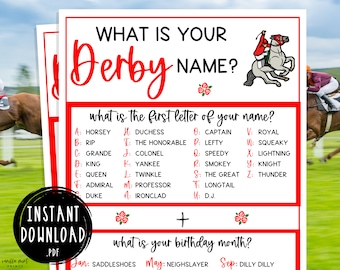 Kentucky Derby Whats Your Derby Name Game | Triple Crown Party Game | Horse Race | Printable Games | Fun Activity for Adults & Kids
