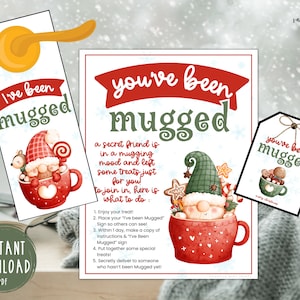 You&#39;ve Been Mugged Printable Christmas Game Kit | Secret Santa Christmas Activity for Adults, Kids, & Office | Holiday Gift Exchange Game