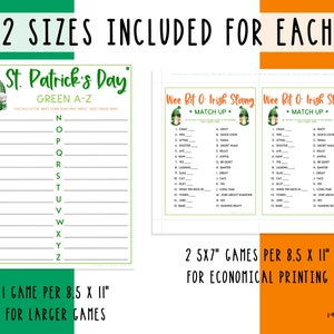 St. Patrick's Day 10 Game BUNDLE Volume 2 Irish Fun St. Patty's Day St. Paddy's St. Pats Printable Party Games for Kids & Adults image 2