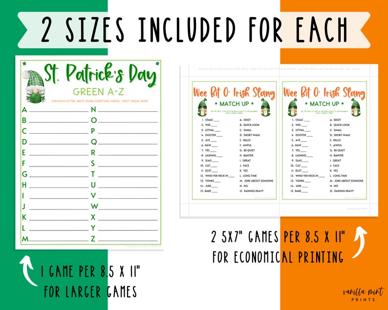 St. Patrick's Day 10 Game BUNDLE Volume 2 Irish Fun St. Patty's Day St. Paddy's St. Pats Printable Party Games for Kids & Adults image 2