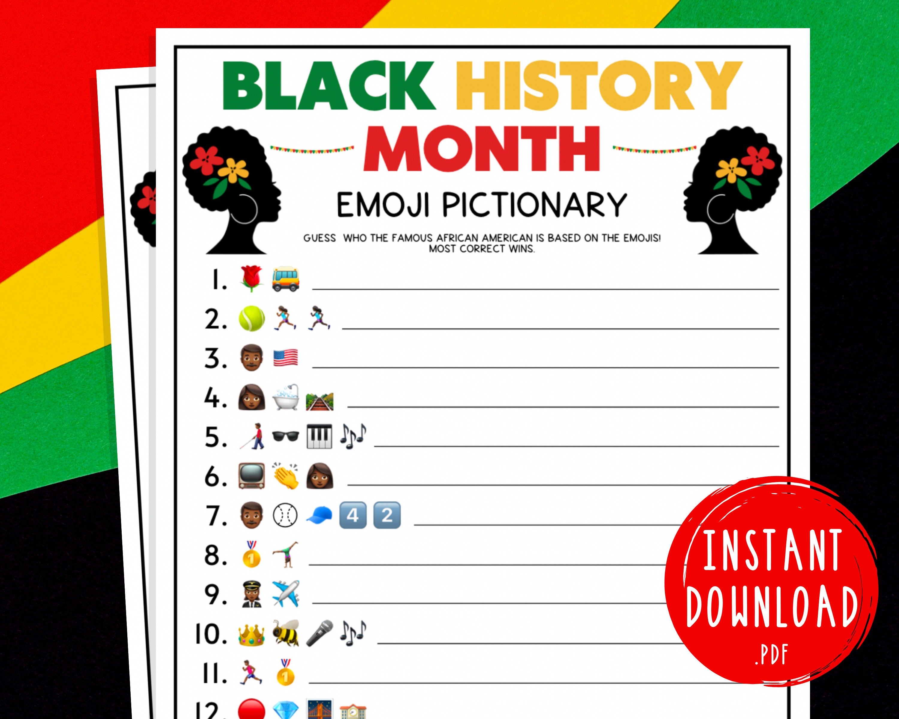 Black History Month Emoji Pictionary Game African American Etsy UK