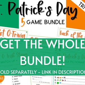 St. Patrick's Day 10 Game BUNDLE Volume 2 Irish Fun St. Patty's Day St. Paddy's St. Pats Printable Party Games for Kids & Adults image 9