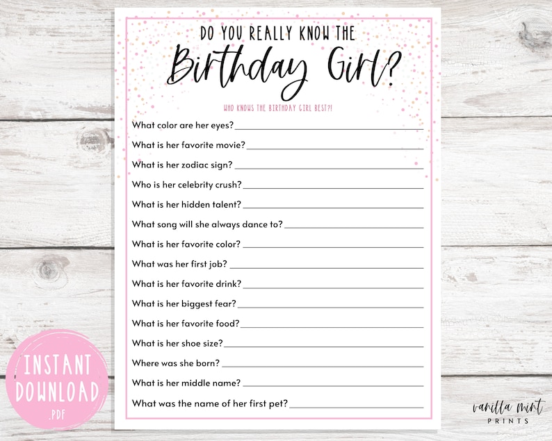 Adult Birthday Party Games Do You Really Know the Birthday - Etsy