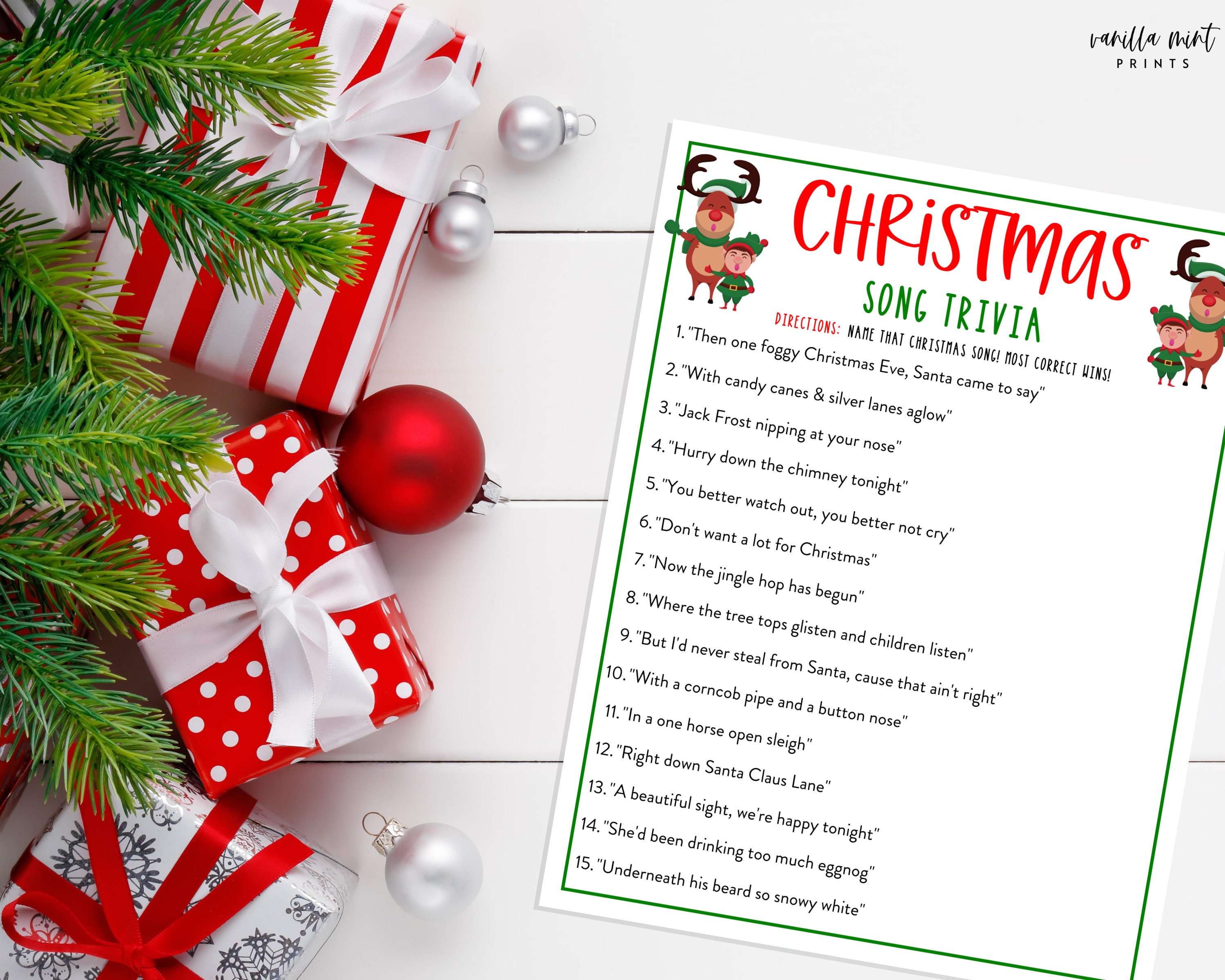 Christmas Song Trivia Game