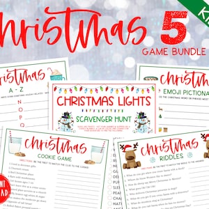 KIDS Christmas Game BUNDLE | 5 Christmas Printable Games for Kids | Christmas Day | Holiday Party Games | Christmas Games for Children