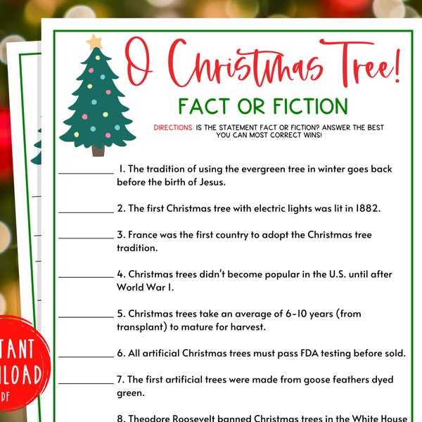 O Christmas Tree Trivia Game | Fact or Fiction | True or False | Christmas Games | Christmas Day | Fun Holiday | Party Games | Kids & Adults