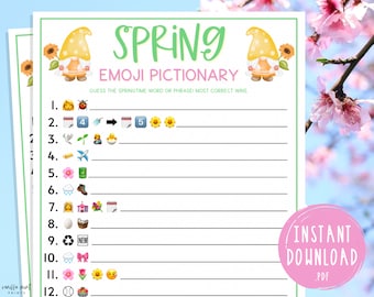 Spring Emoji Pictionary Game | Printable Springtime Games | Party Games | Spring Activities for Adults and Kids | Fun Spring Games | Class