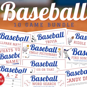 Baseball 10 Game BUNDLE | Printable Baseball Team Party Games | MLB Game Pack for Kids & Adults | World Series Activity | Baseball Birthday