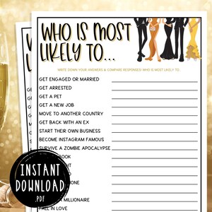 New Years Eve Who Is Most Likely To Game New Years Games New Years Eve Party Games NYE Adults & Kids New Years Eve Party Games 2024 2025