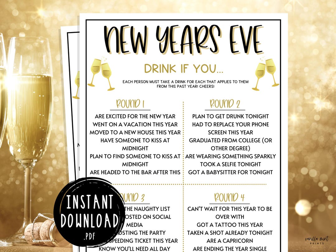 New Years Eve Drink If Game New Years Games | New Years Eve Party Games ...