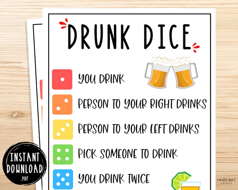 Drunk Dice Drinking Game Fun Party Games For Adults Girls Etsy 